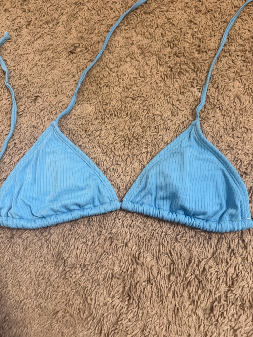 Xhilaration Light Blue Ribbed Triangle Bikini Top